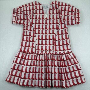 Brooke Wright Lucy Dress Medium White Red Cowboy Boot Cotton Poplin NWT READ